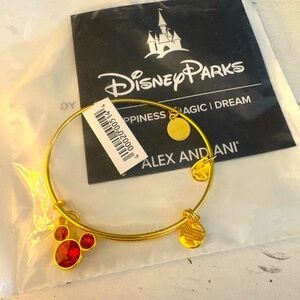Alex and Ani Gold Bracelet with Red Mickey Charm